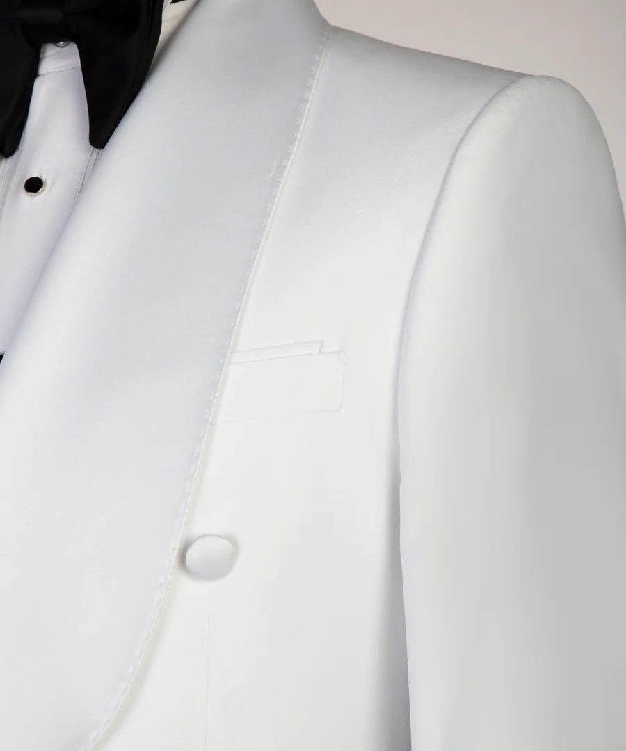 White Double-Breasted Tuxedo Blazer Suit