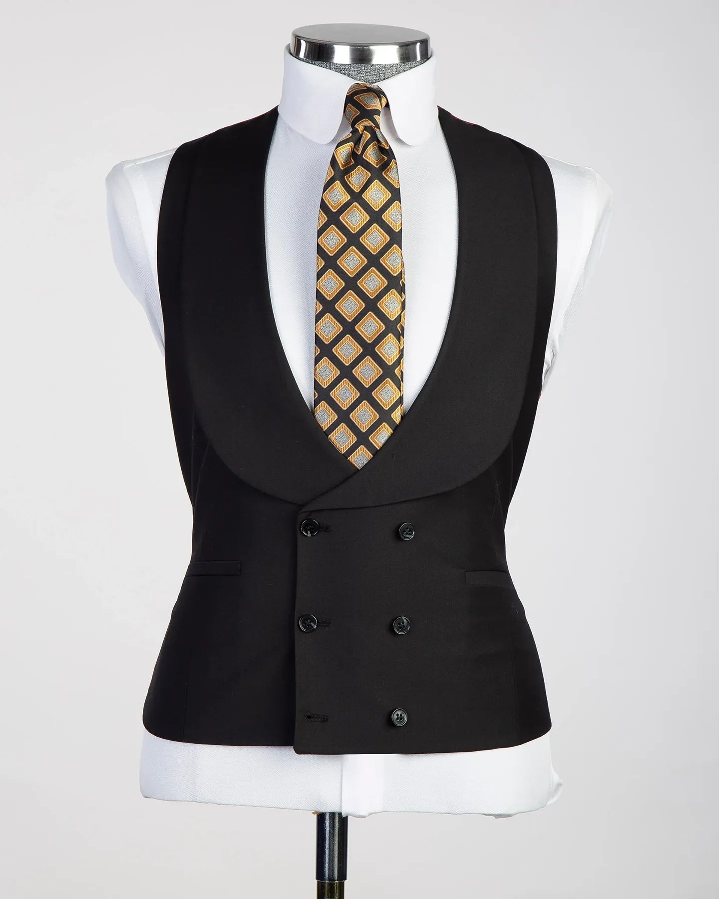 Black 3-piece Peak Lapel Single-breasted Suit