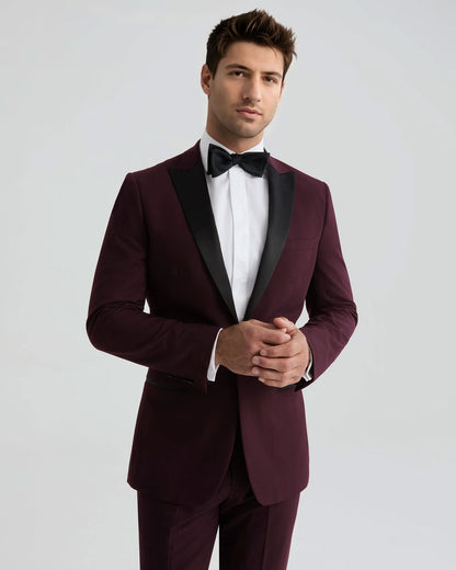 Costume gris 2 pièces à revers pointus et 2 boutons 