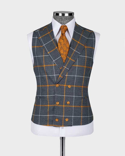 Windowpane 3-piece Suit in Gray