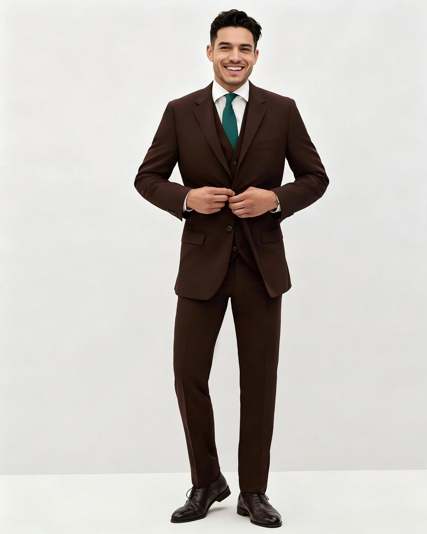 Men's Notch Lapel 3 Piece Suit in Brown