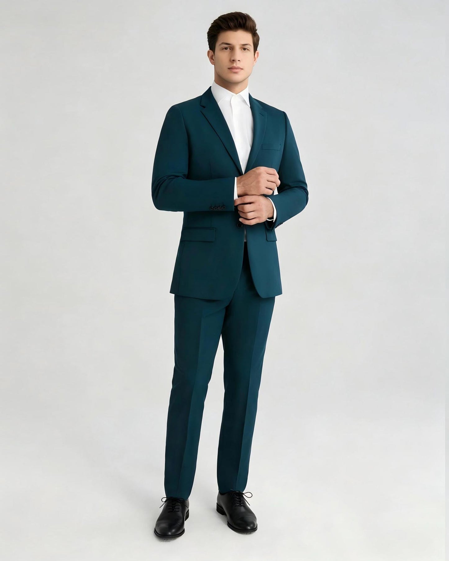Men's Notch Lapel 2 Piece Suit in Teal