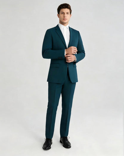 Men's Notch Lapel 2 Piece Suit in Teal