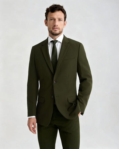 Costume gris 2 pièces à revers pointus et 2 boutons 