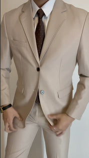 Champagne Brown Slim Fit 2 Piece 2 Button Suit