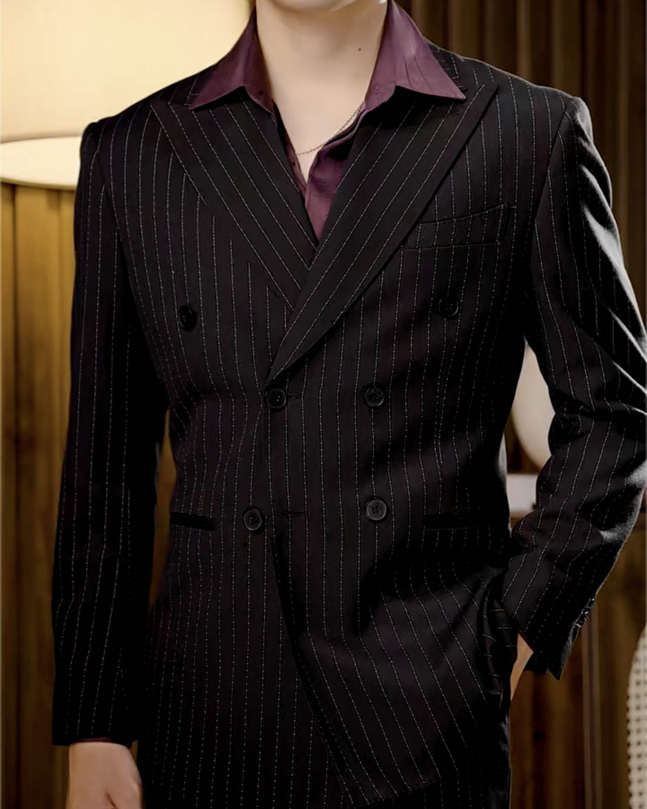 Black Stripe Double-breasted 2-piece Suit