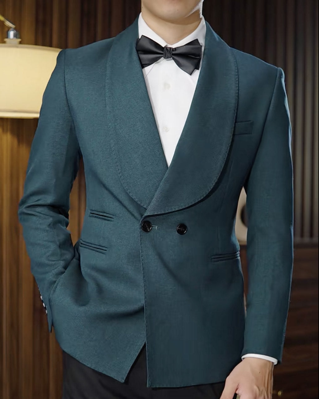 Green Double-breasted Blazer Suit