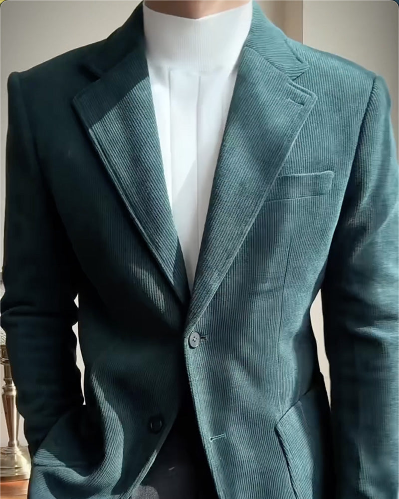 Green Velvet Single-breasted Blazer Suit