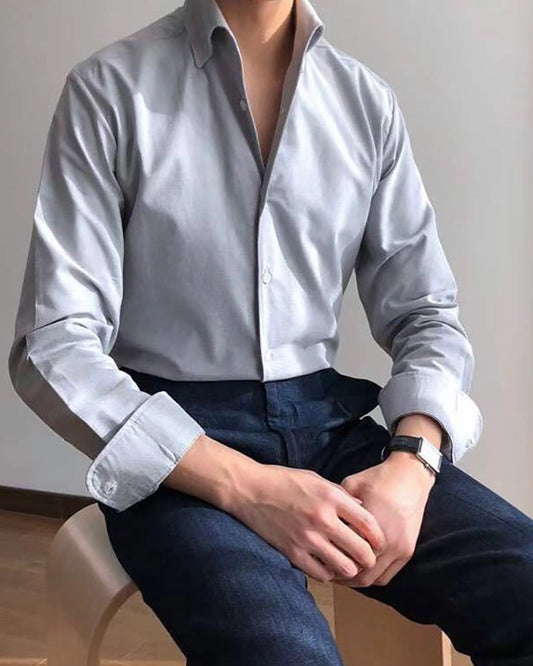 Gray Fit Solid Casual Shirt
