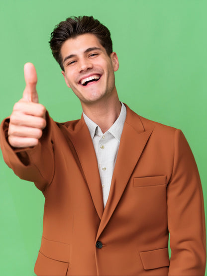 Aprikosenfarbener 3-teiliger Anzug mit moderner Passform