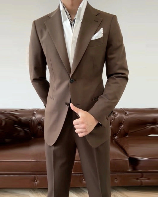 Earthy Brown 2 Piece Notch Lapel 2-Button Suit