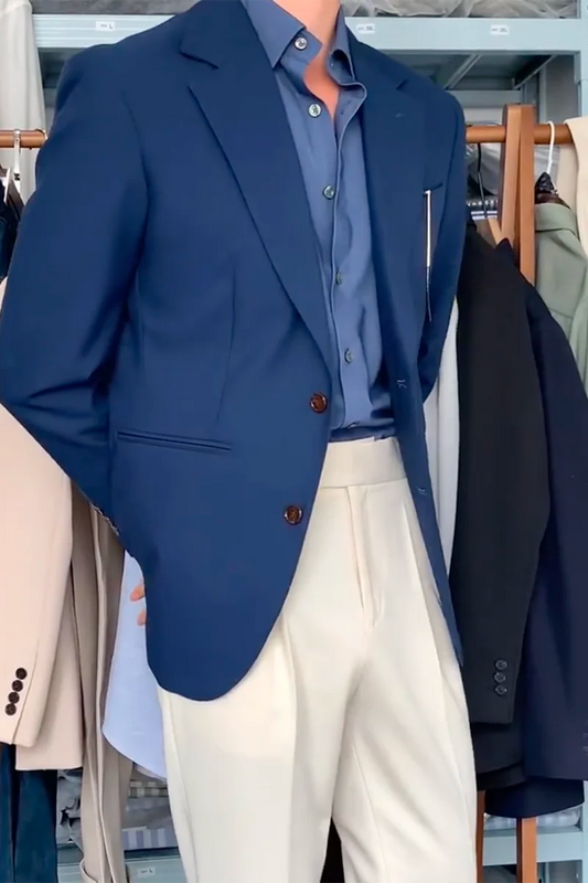 Cobalt Blue Notch Lapel 2-Button Blazer Suit