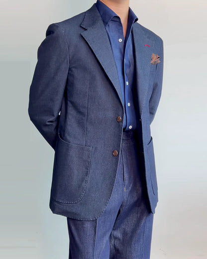 Denim Blue 2 Piece Notch Lapel 2-Button Suit
