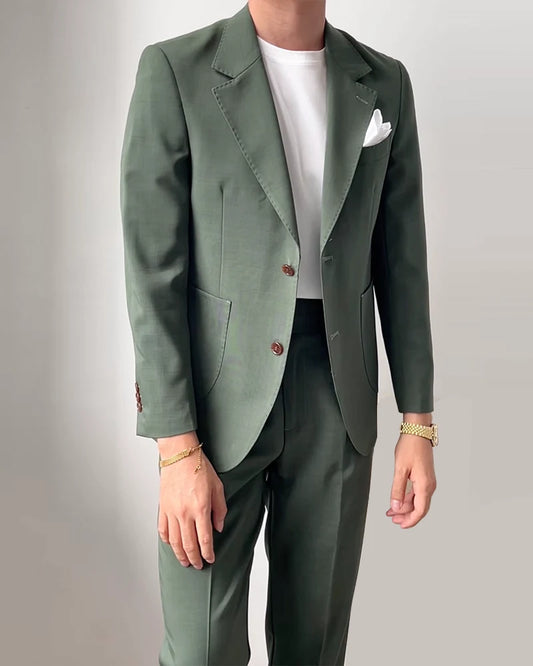 Forest Green 2 Piece Notch Lapel 2-Button Suit