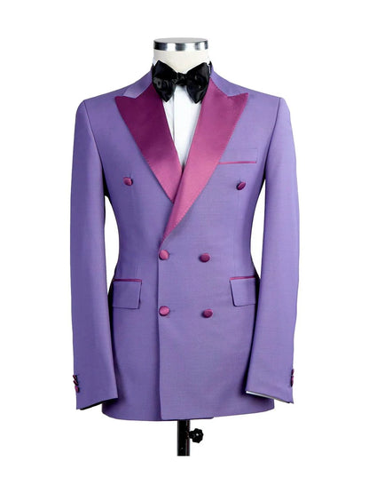 Lavender Purple 2 Piece Peaked Lapel Double Breasted Suit