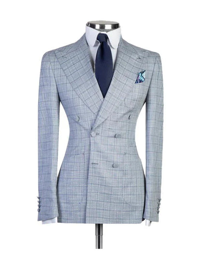 Steel Blue 2 Piece Peak Lapel Double Breasted Suit