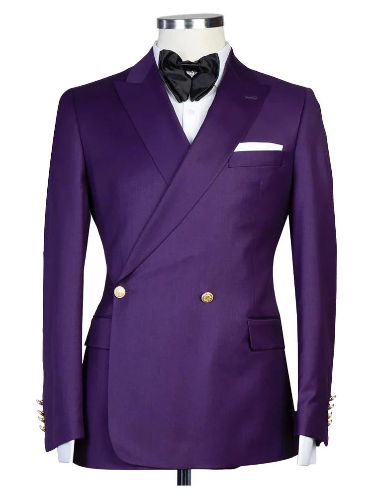 Amethyst Purple 2 Piece Peaked Lapel Double Breasted Suit