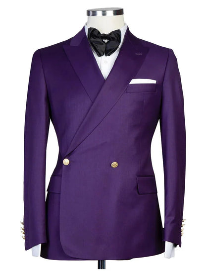 Amethyst Purple 2 Piece Peaked Lapel Double Breasted Suit