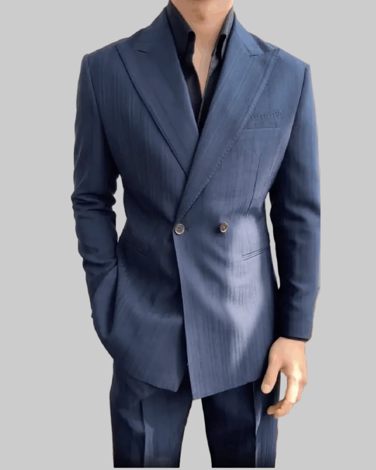 Chic Blue 2-Button Peaked Lapel 2-Piece Suit