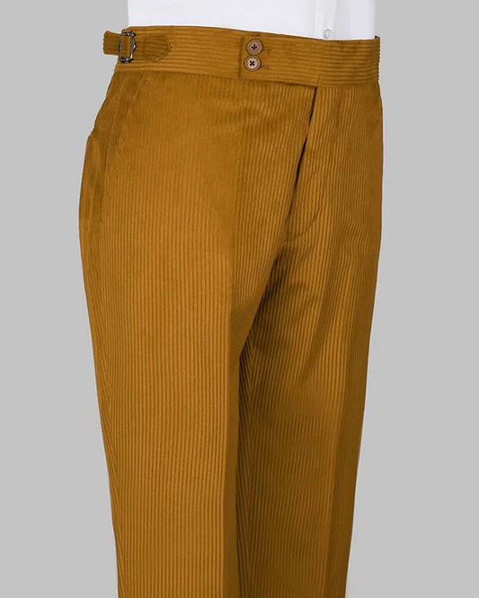 Mustard Yellow Double-Breasted Peak Lapel Corduroy Suit