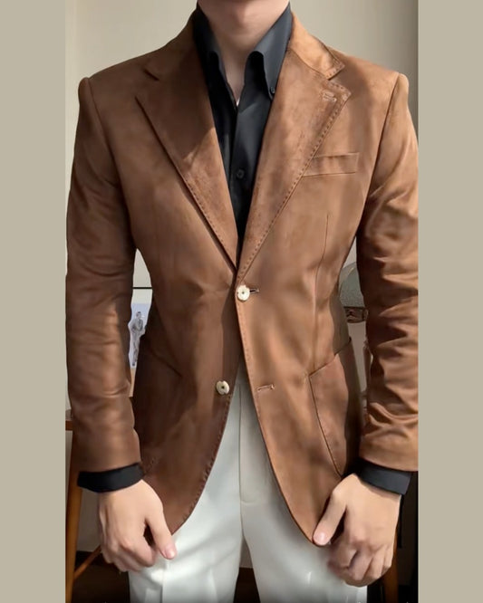 Elegant Brown Notch Lapel 2-Button Suit for Men – Modern 2-Piece Formal Suit