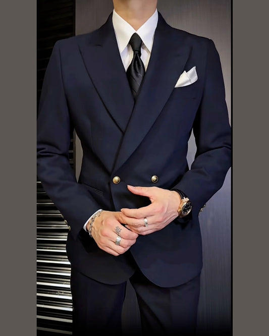 Deep Blue 2-Button Notch Lapel Prom & Wedding Suit for Men