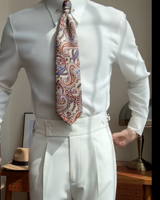 Men’s White Fashion Dress Pants – Slim Fit Tailored Trousers