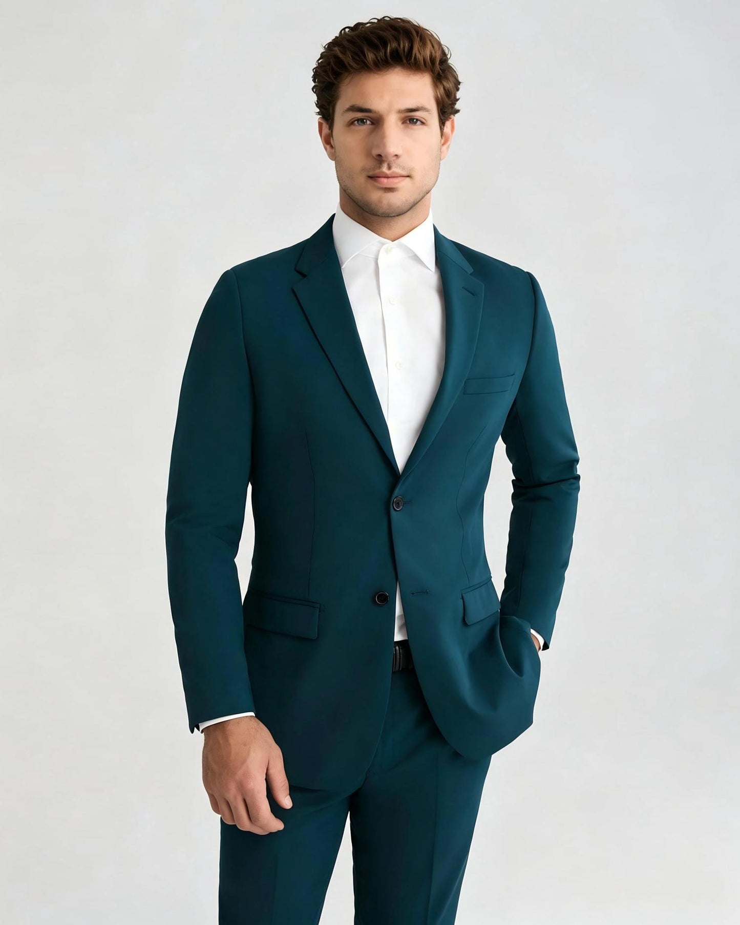 Men's Notch Lapel 2 Piece Suit in Teal