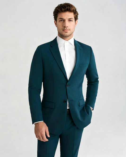 Men's Notch Lapel 2 Piece Suit in Teal