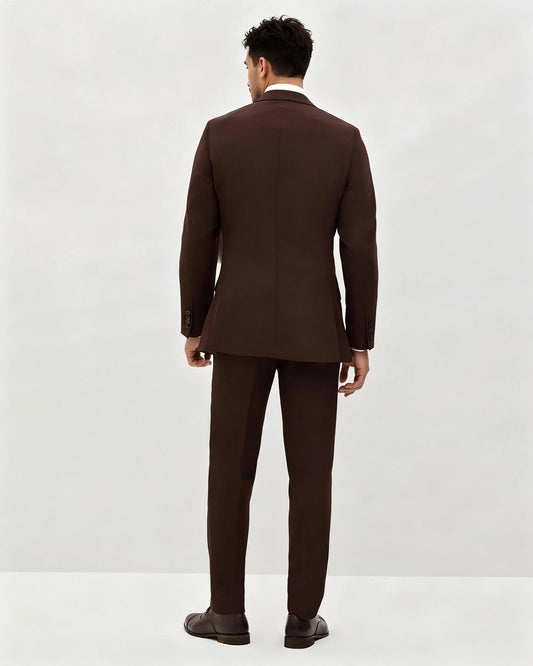 Men's Notch Lapel 3 Piece Suit in Brown