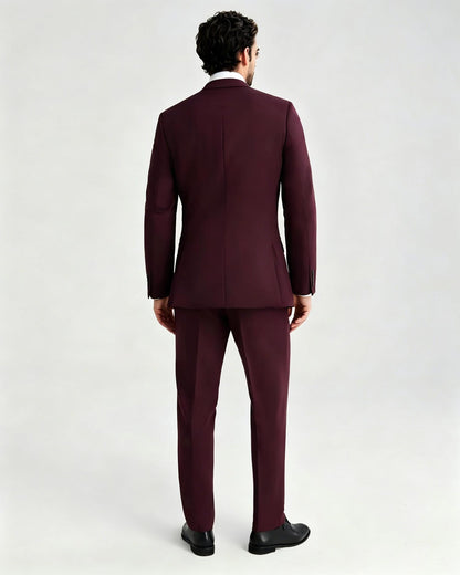 Men's Notch Lapel 2 Piece Suit in Burgundy