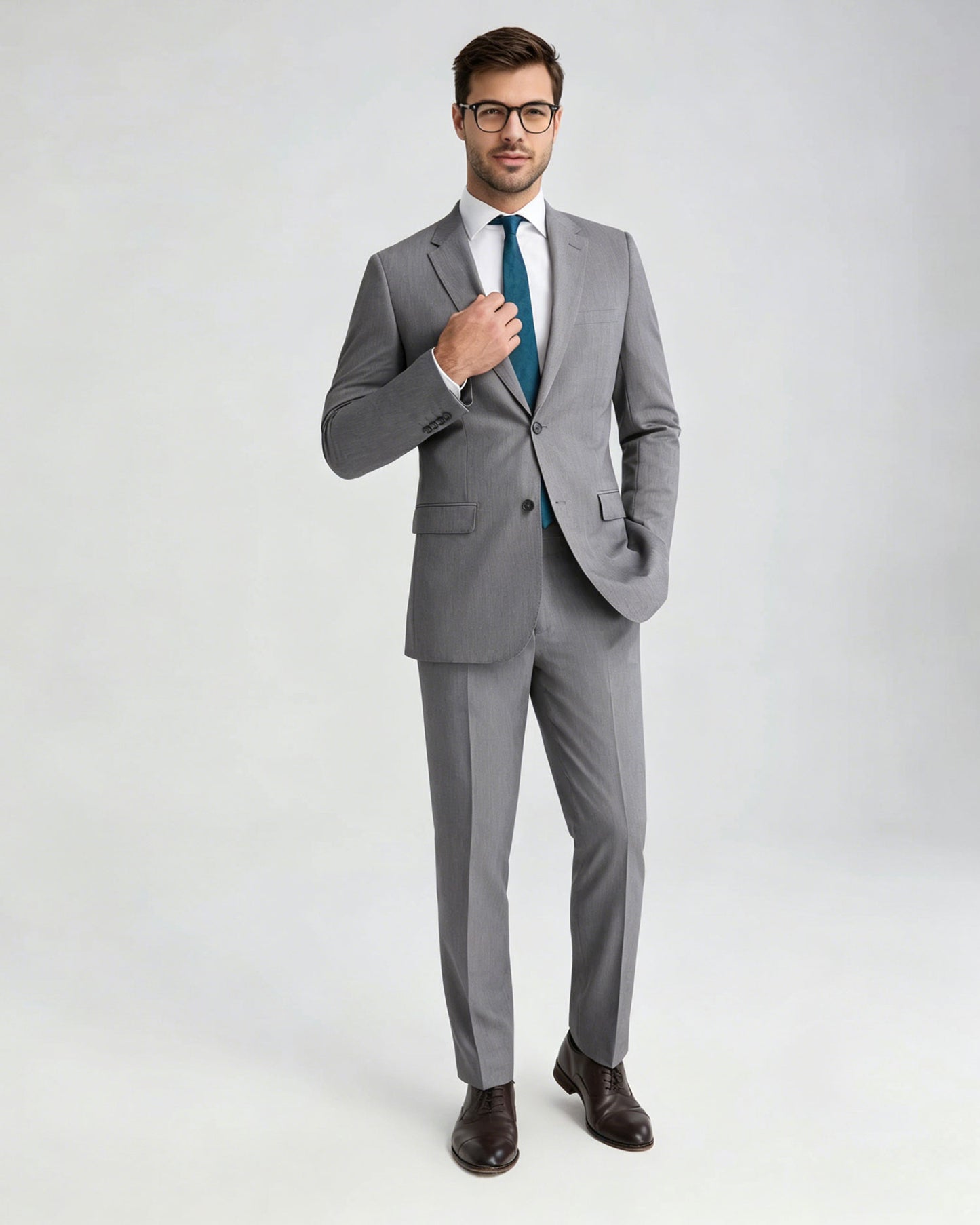 Men's Notch Lapel 2 Piece Suit in Gray