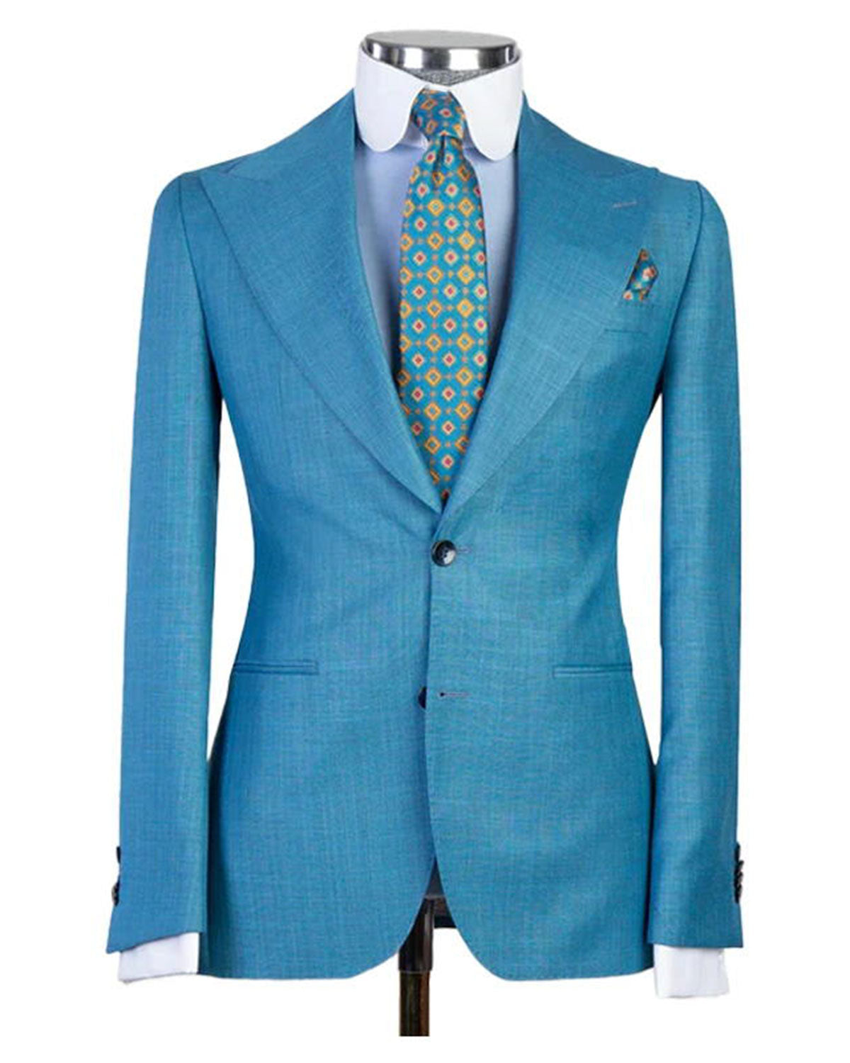 Men's Blue Wide lapel 3-piece Suit