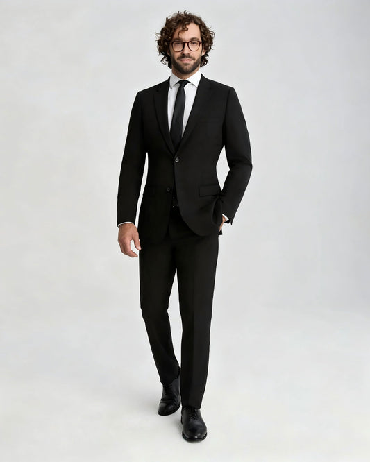 Costume gris 2 pièces à revers pointus et 2 boutons 