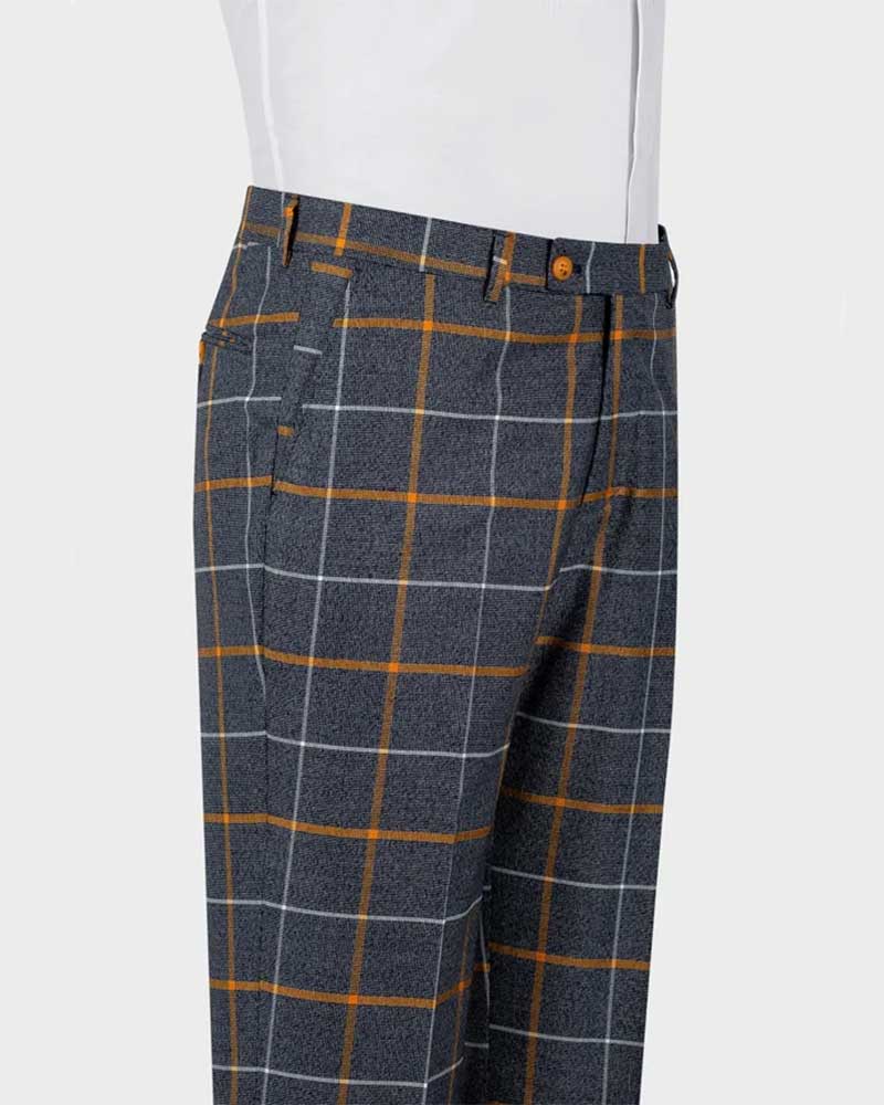 Windowpane 3-piece Suit in Gray