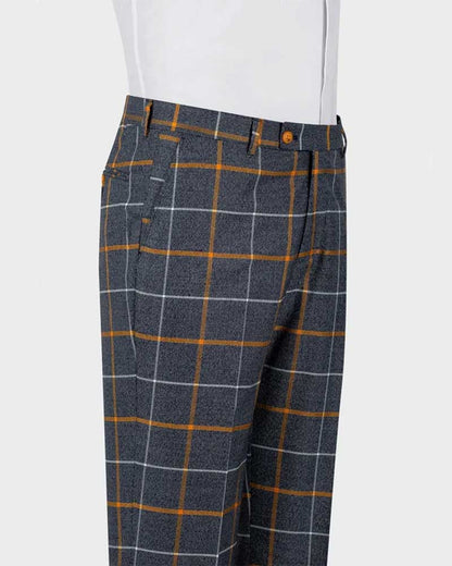 Windowpane 3-piece Suit in Gray