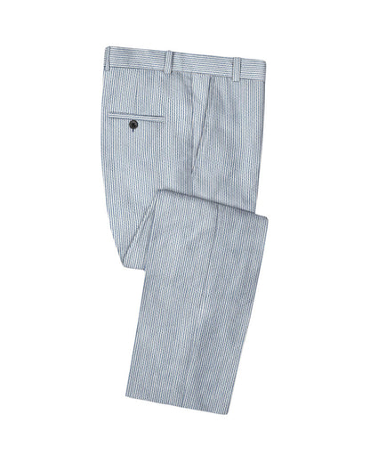 Traje de seersucker azul con solapa con muesca