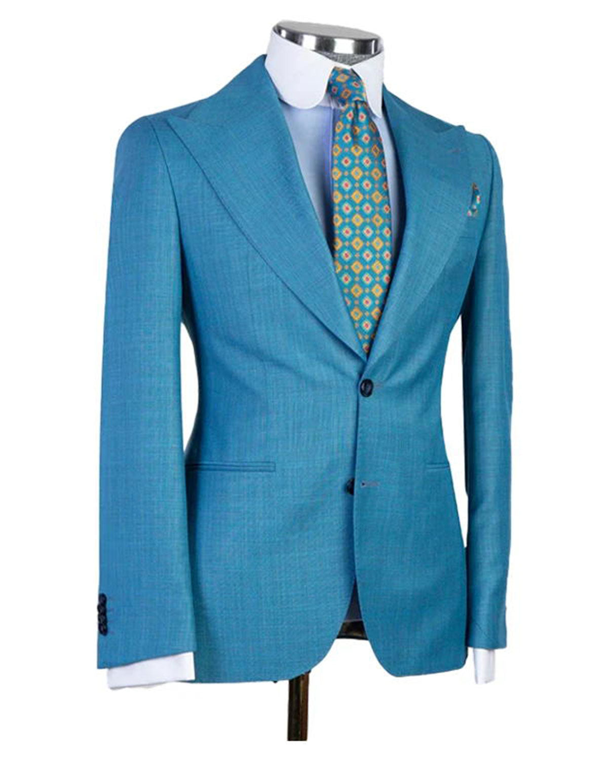 Men's Blue Wide lapel 3-piece Suit