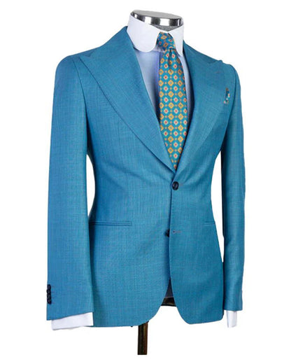 Men's Blue Wide lapel 3-piece Suit