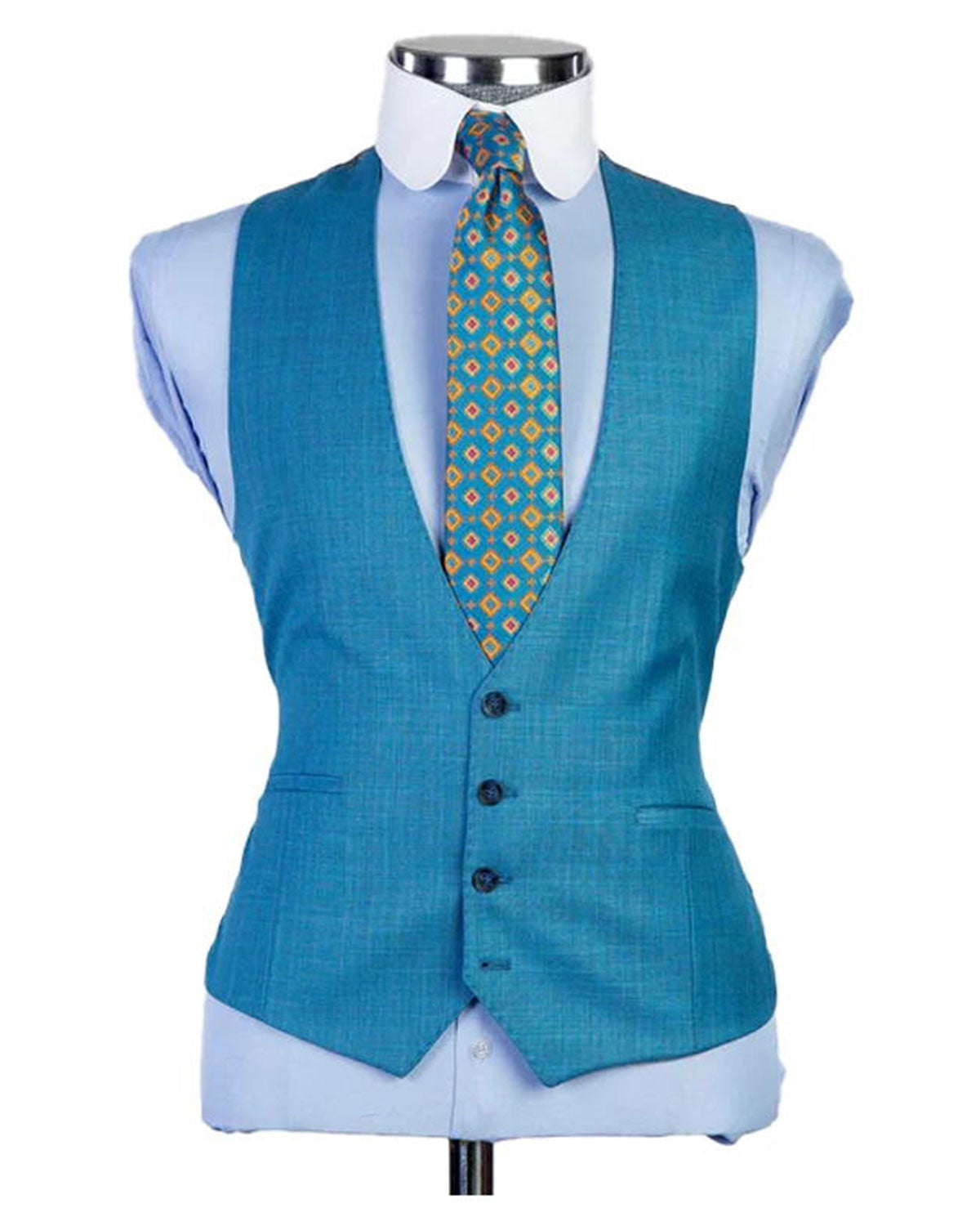 Men's Blue Wide lapel 3-piece Suit