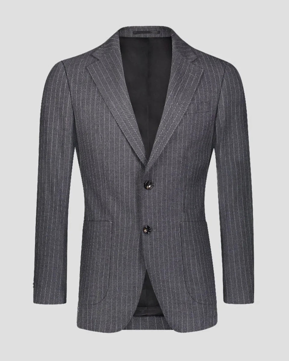 Grey Stripe Notch Lapel Single-breasted 2-piece Suit