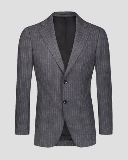 Grey Stripe Notch Lapel Single-breasted 2-piece Suit