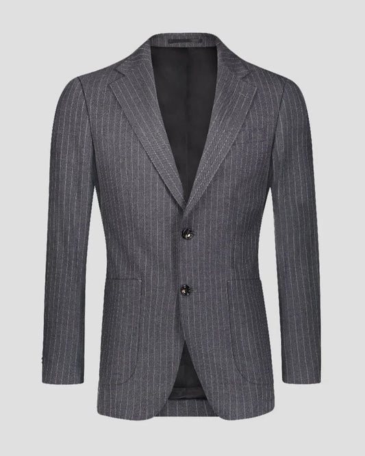 Grey Stripe Notch Lapel Single-breasted 2-piece Suit