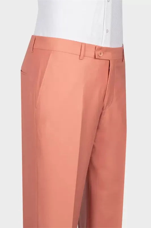 Orange 2 Piece Shawl Lapel Double Breasted Tuxedo