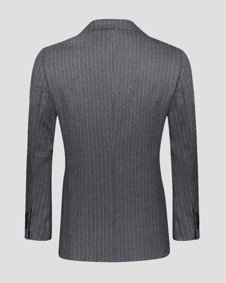 Grey Stripe Notch Lapel Single-breasted 2-piece Suit