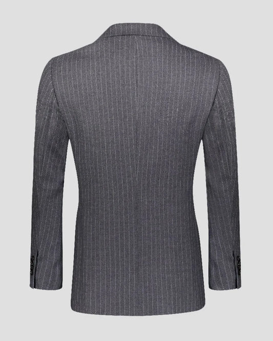 Grey Stripe Notch Lapel Single-breasted 2-piece Suit