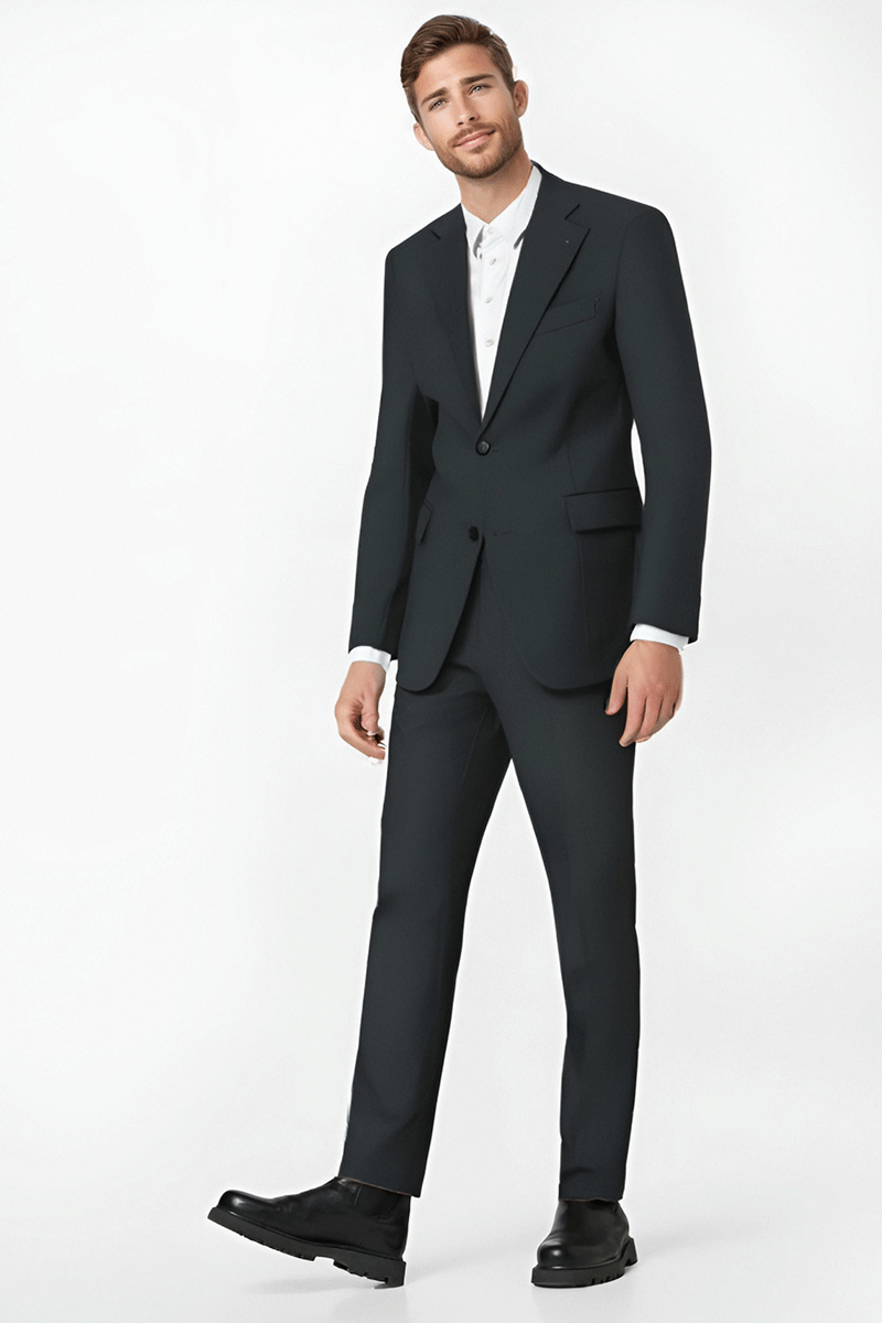 Traje de 2 piezas de corte regular y 2 botones en color gris asfalto