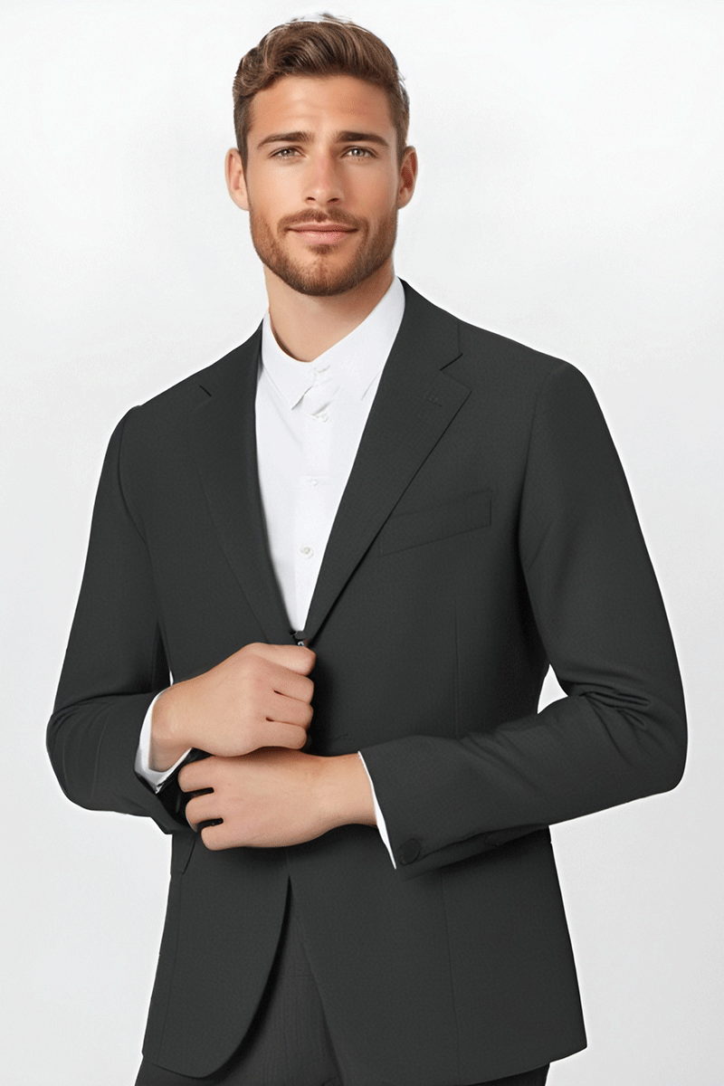 Traje de 2 piezas de corte regular y 2 botones en color gris asfalto