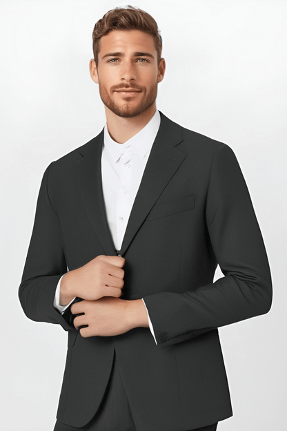 Traje de 2 piezas de corte regular y 2 botones en color gris asfalto