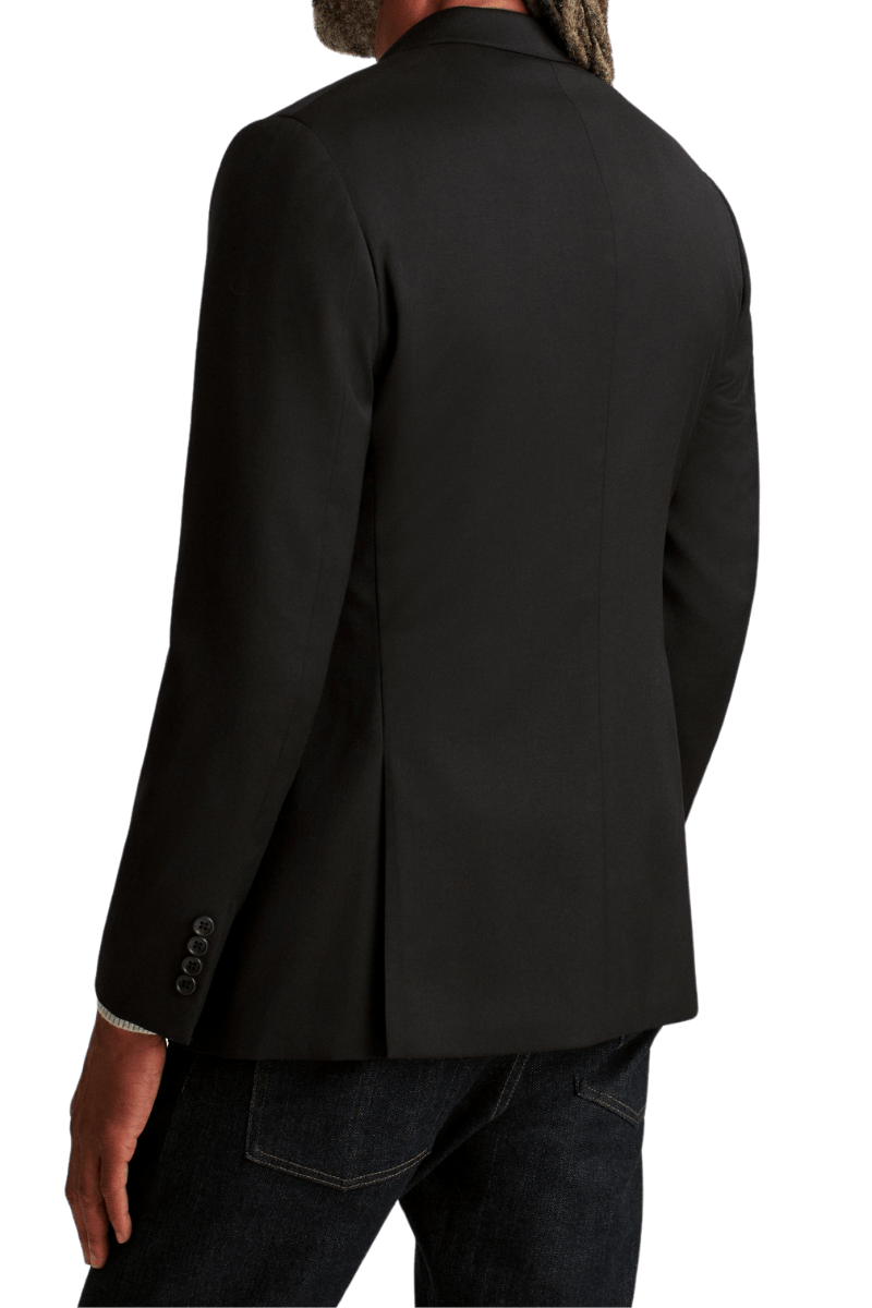 BLack Wool Stretch 2-Button Notch Lapel Suit